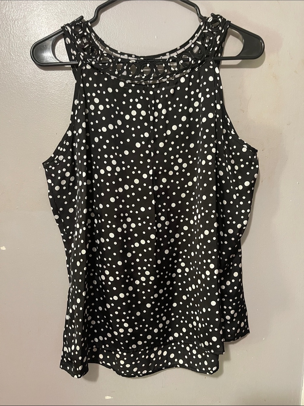 new directions Black & White Polka Dot Crochet Neckline Tank - Picture 2 of 2